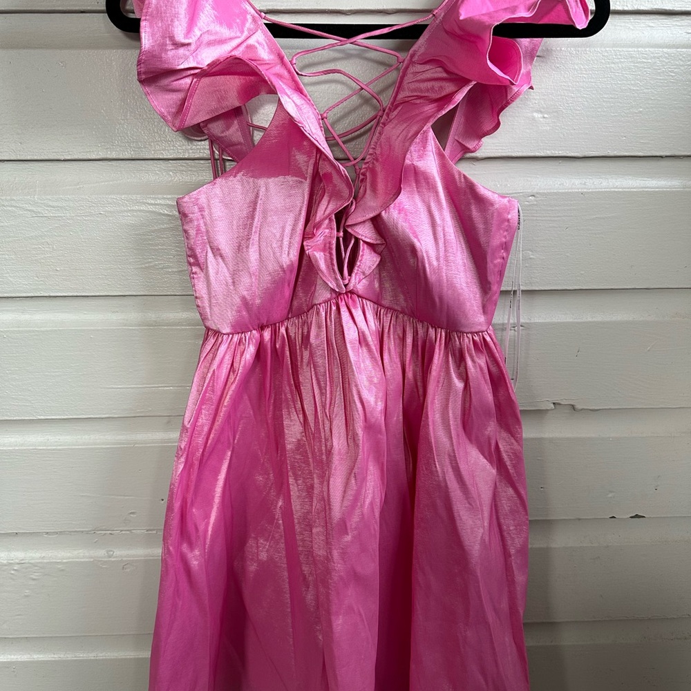 For love & lemons Pink Lace-Up Mini Dress - Picture 3 of 6